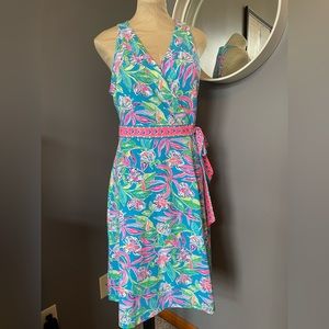 Lilly Pulitzer Clancie Knee length Wrap Dress Turquoise Size Large